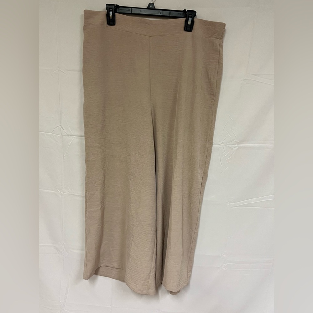 NEW Adrianna Papell Textured Satin Pull On color bamboo Trousers Size: XXL